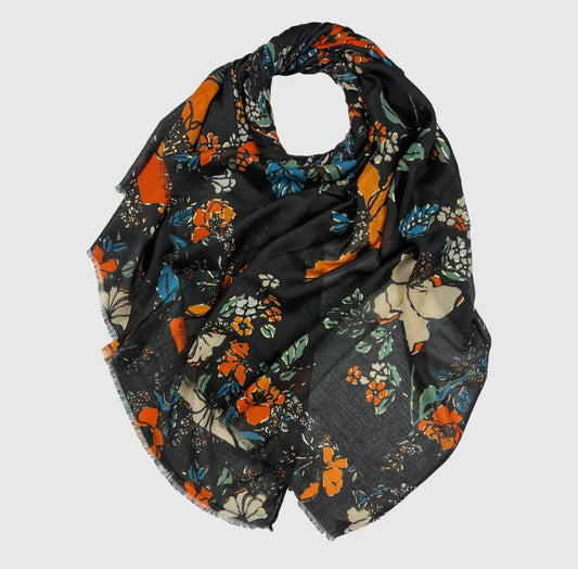 Sciarpa in misto cotone con stampa floreale - Dettagli di Moda