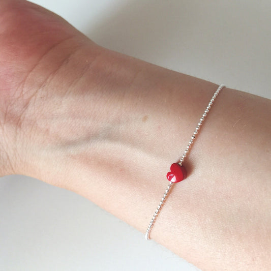 Bracciale in argento 925 e cuore rosso
