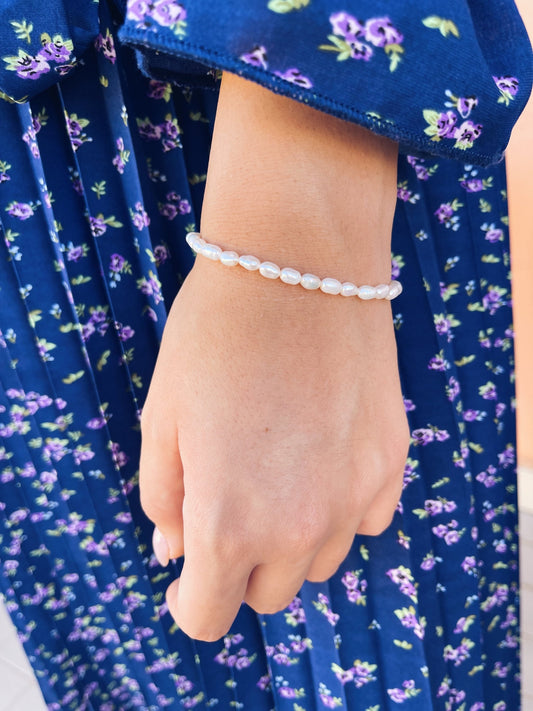 Bracciale con perle di fiume modello riso
