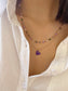 Collana rosario a doppio filo in argento 925 rosato con cuore smaltato