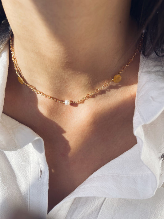 Collana rosario in ottone con perline