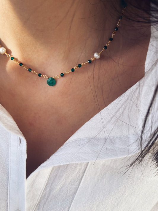 Collana rosario in ottone con perline
